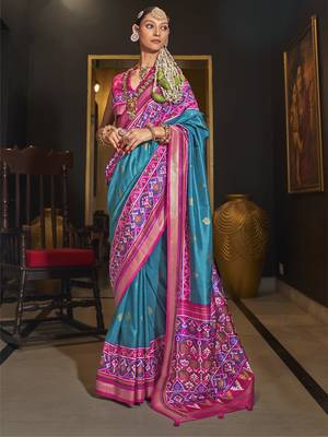 Elora pure sigma silk woven designed printed patola saree (firoji) 1