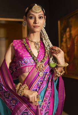 Elora pure sigma silk woven designed printed patola saree (firoji) 2