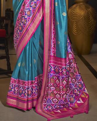 Elora pure sigma silk woven designed printed patola saree (firoji) 4