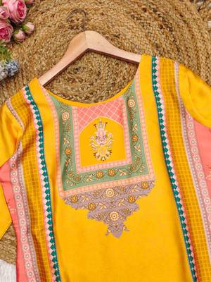 Satin silk digital print kurta pant with Nazneen dupatta sets 4