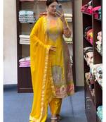 Satin silk digital print kurta pant with Nazneen dupatta sets