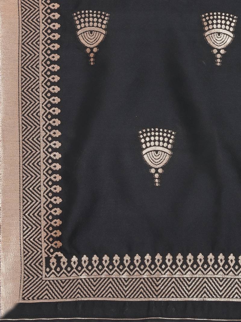 Silk Blend Unstitched Churidar Dress Material With Banarasi Dupatta