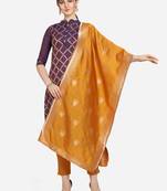 Silk Blend Unstitched Churidar Dress Material With Banarasi Dupatta
