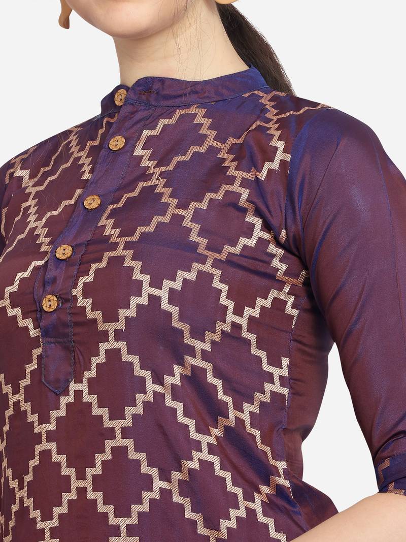 Silk Blend Unstitched Churidar Dress Material With Banarasi Dupatta