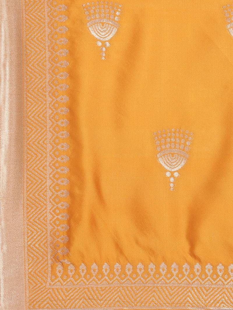 Silk Blend Unstitched Churidar Dress Material With Banarasi Dupatta