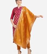 Silk Blend Unstitched Churidar Dress Material With Banarasi Dupatta