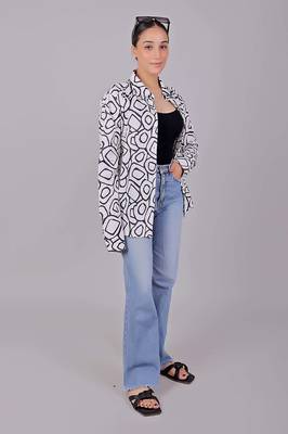 Bluebird women's black and white printed satin shirt 1