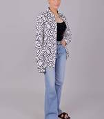 Bluebird women's black and white printed satin shirt