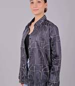 Bluebird women's black floral print satin shirt