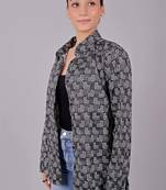 Bluebird women's black shine printed satin shirt