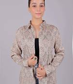 Bluebird women's brown color printed satin shirt