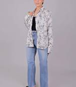 Bluebird women's white floral printed satin shirt