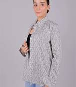Bluebird women's white grey printed satin shirt
