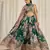 Fetching Dark Green Zari Dori And Sequins Embroidery On Floral Printed Designer Organza Lehenga Choli Lattest Design