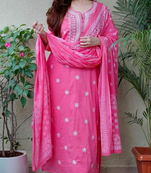 Pink embroidered suit set with dupatta