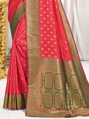 Sangam prints pink silk woven work festival saree 3