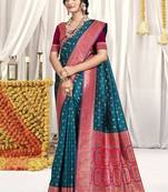Sangam prints rama silk woven work festival saree