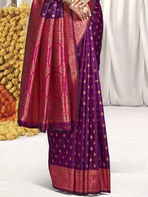 Sangam prints purple silk woven work festival saree 3
