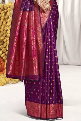 Sangam prints purple silk woven work festival saree