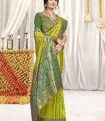 Sangam prints light green silk woven work festival saree