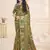 Sangam prints olive green organza woven work festival saree
