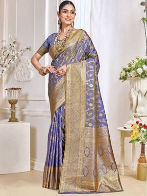 Sangam prints lilac silk woven work traditional saree 1