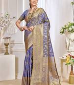 Sangam prints lilac silk woven work traditional saree