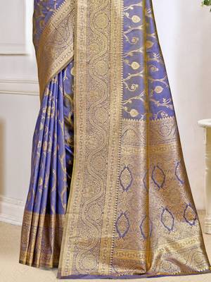 Sangam prints lilac silk woven work traditional saree 3
