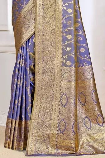 Sangam prints lilac silk woven work traditional saree