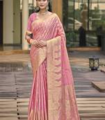 Sangam prints pink silk woven work traditional saree