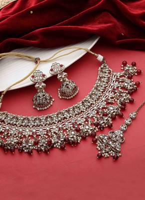 Choker necklace |bridal reverse ad necklace |kundan choker | pearl necklace 1