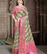 Sangam prints grey silk woven work traditional saree