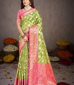 Sangam prints light green silk woven work traditional saree