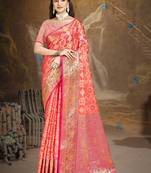Sangam prints pink silk woven work traditional saree