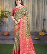 Sangam prints grey silk woven work traditional saree