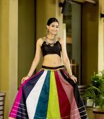  Multi-Coloured Plain Kali With Gota- Lace And Cowrie (Kodi) Worked Cotton Chaniya Choli