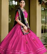  Rani-Pink & Black Colored Elegance Tradition And Navratri Garba Vibes With This Gamthi Work Chaniya Choli