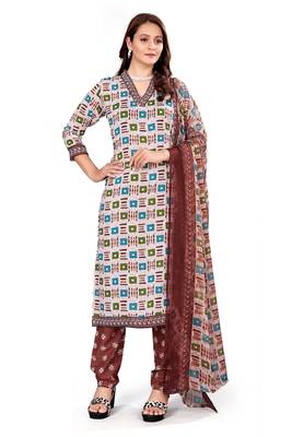 Unstitched crepe salwar suit material printed 1