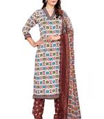 Unstitched crepe salwar suit material printed