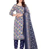 Unstitched crepe salwar suit material printed