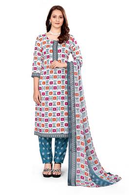 Unstitched crepe salwar suit material printed 1