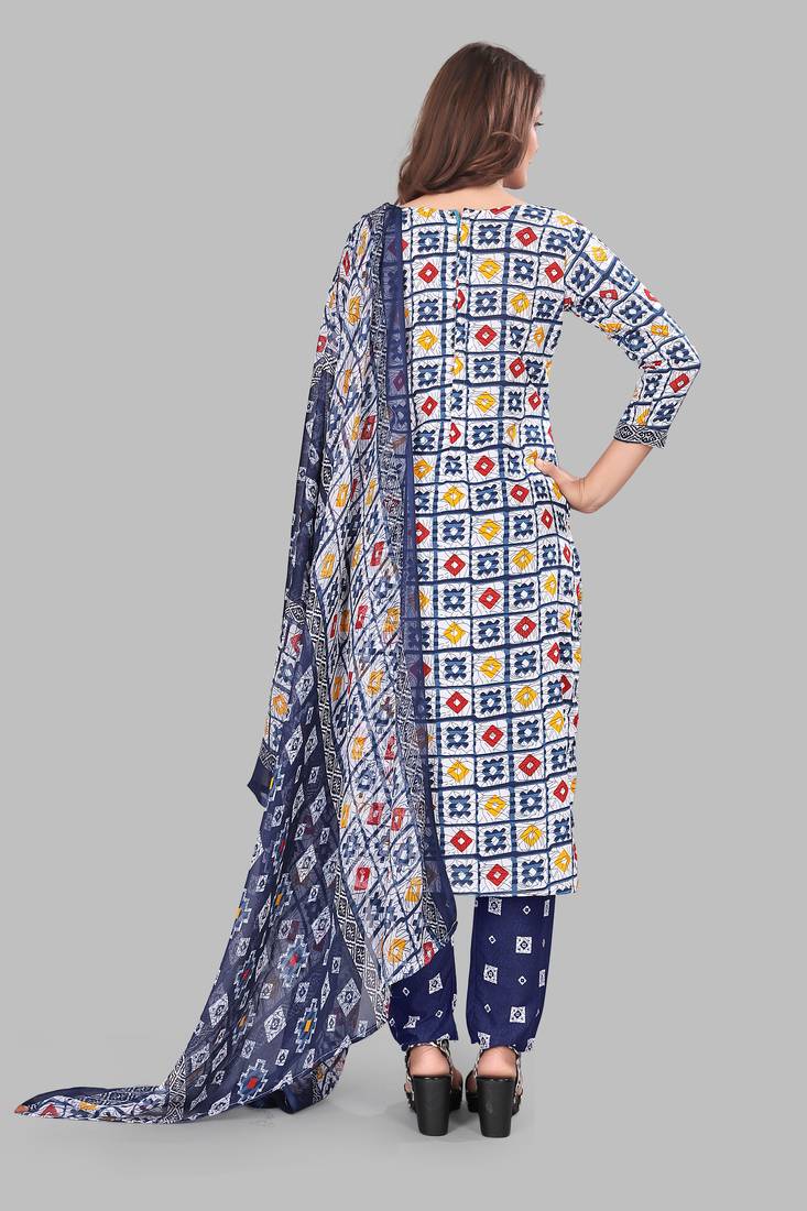 Unstitched crepe salwar suit material printed