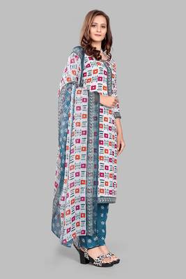 Unstitched crepe salwar suit material printed 2