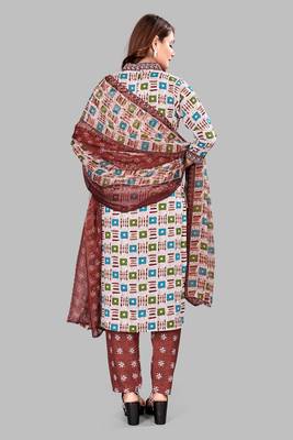 Unstitched crepe salwar suit material printed 3