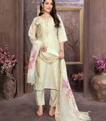 Vedant vastram women's roman silk pure hand work stitched kurta pant dupatta set 