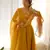 Jeswa Mustard Organza Floral Printed Anarkali Kurta Set 