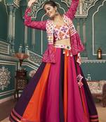 Seductive Multicolored Embroidery Work Viscose Rayon Navratri Garba Special Chaniya Choli With Jacket Lattest Collection