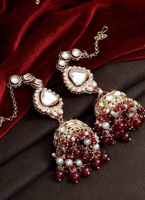 Kundan jhumki earrings |kundan jhumki for weddings |kundan jhumki with pearls 1
