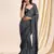 Trendmalls Soft Silk Grey Swarovski Floral work Saree for Women