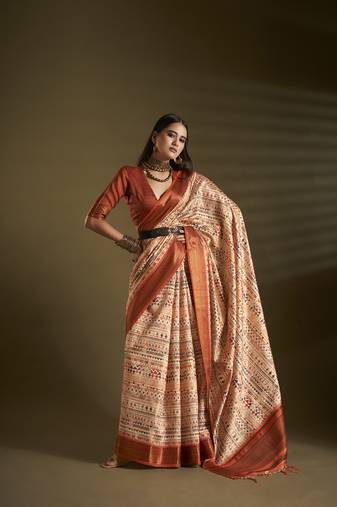Elora pure soft silk ethinic motifs bollywood saree (multicolor)